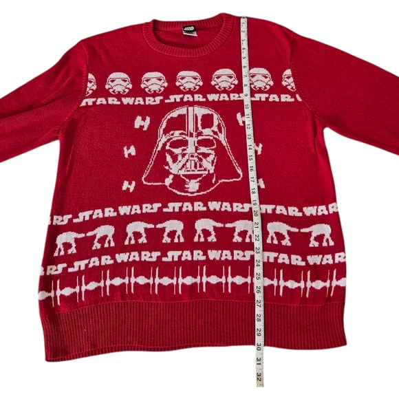 Star Wars Darth Vader Men's Christmas Sweater Size XL Red White Christmas Party - Picture 5 of 11